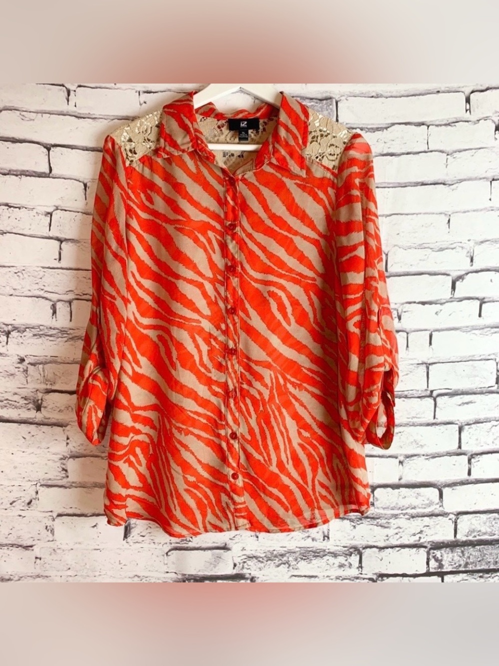 IZ Byer Zebra Print Sheer Top